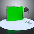 Professional Studio Commercial Equipment With Green Backdrop And Photography Light Stand
