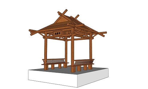 New Chinese Style Landscape Pavilion with Steel and Wood Structure 3d model