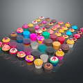Colorful Decorated Cupcakes With Various Toppings And Vibrant Wrappers For Daily Use