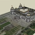 Classical Style Office Building With Golden Domes Flags Towers And Ornate Details