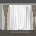 Layered Curtains In Brown And White For Modern Home Window With Natural Light
