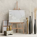 easel vase ornaments combination painting tools easel 3d model