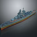 Detailed Military Warship 3D Model Featuring Gray Hull Orange Deck And Superstructure