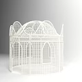 Black Metal Gazebo With Intricate Lattice Design And Arched Windows Dome Structure