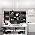 Elegant Wine Boutique Interior With White Cabinets Black Shelves Pendant Lights Display Shelves And Wine Bottles