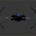 Futuristic Aircraft Design With Black Curved Wings And Blue Cockpit Lights