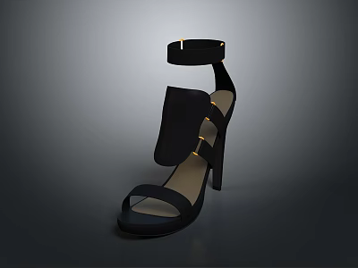 High Heel Shoe Sculpture Carving with Modern Design Ankle Strap Platform Sole and Stiletto Heel 3d model