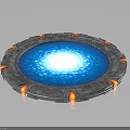 Futuristic Sci Fi Circular Platform With Blue Glowing Core And Red Gray Edges 3d model