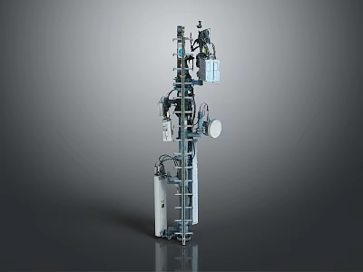Industrial Equipment With Metal Frame Pipes Ladder And Circular Components 3d model