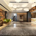 Modern Hotel Lobby With Cloud Shaped Chandeliers Marble Floor And Green Seating Area