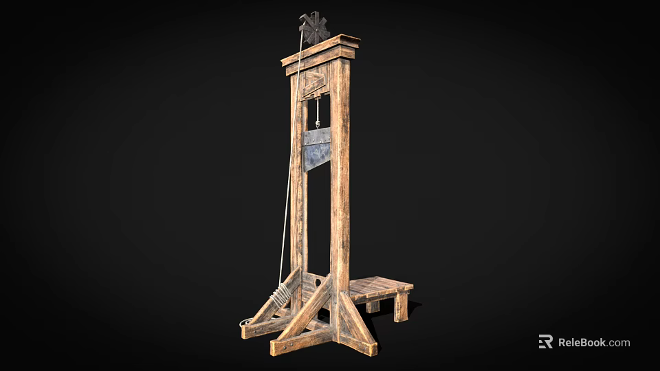 Vintage Industrial Equipment Wooden Structure with Ropes and Platform Design 3d model 