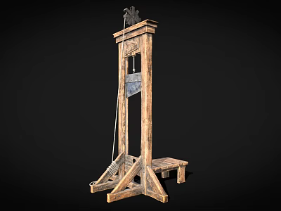 Vintage Industrial Equipment Wooden Structure with Ropes and Platform Design 3d model