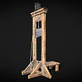 Vintage Industrial Equipment Wooden Structure with Ropes and Platform Design