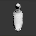 White Cat Figurine 3D Model With Detailed Fur Standing On Black Surface