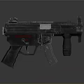 Tactical Submachine Gun Detailed 3D Model With Black Finish And Grip