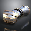 Medieval Metal Arm Guard With Silver Gold Stripes And Riveted Design