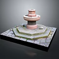 Ancient Stone Multi tiered Structure With Hexagonal Platform And Mossy Surface On Square Base