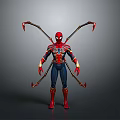 Spider Man Character In Red And Blue Suit With Mechanical Arms