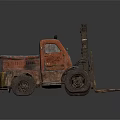 Old Rusty Forklift with Heavy Duty Forks and Vintage Design for Industrial Cargo Handling