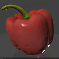 Fresh Red Bell Pepper Vegetable with Vibrant Color and Green Stem on Gray Surface