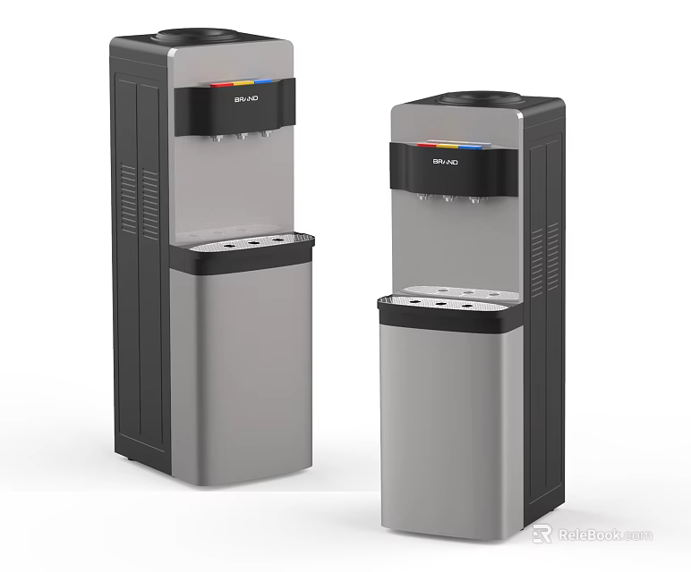 Modern Water Dispensers in Gray and Black Design with Tall and Short Models 3d model 