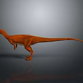 Orange Dinosaur 3D Model in Standing Pose with Gray Background and Reflection 3d model