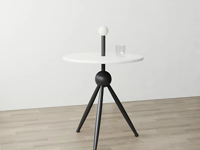 Modern Minimalist Side Table with Round White Tabletop and Black Metal Tripod Base Accent 3d model