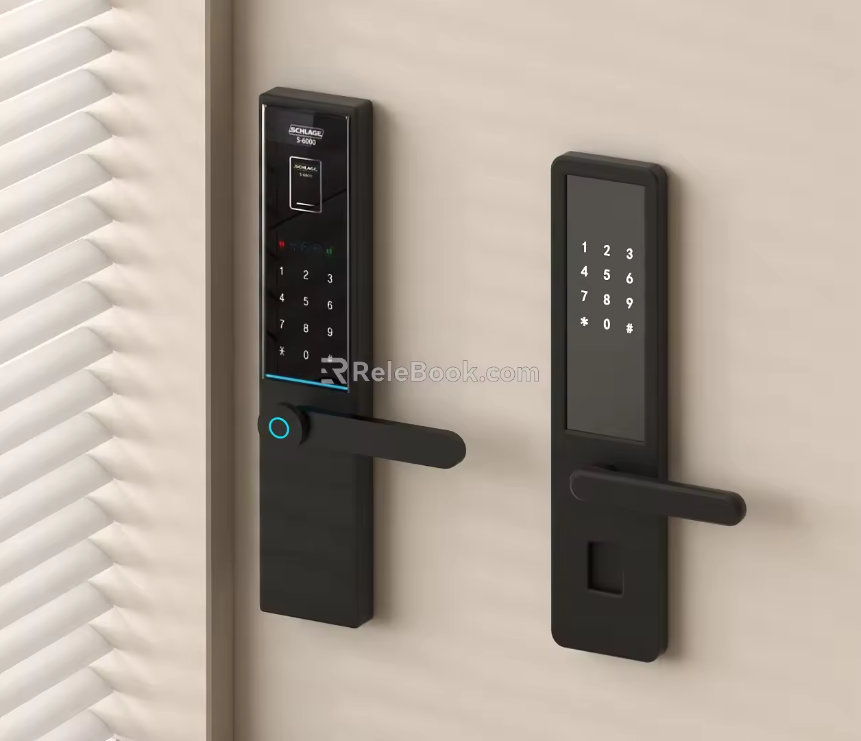 Smart door lock fingerprint lock door handle 3d model