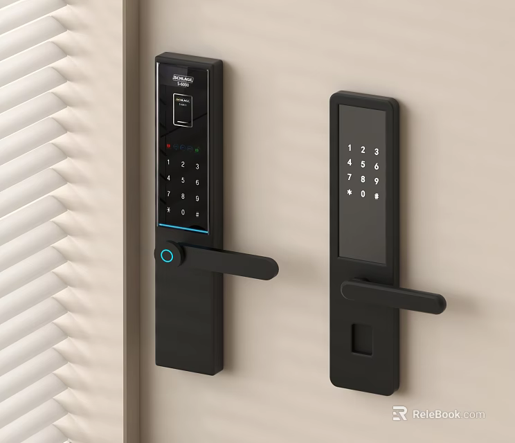 Modern Smart Door Handle with Digital Keypad Fingerprint Scanner and Black Design 3d model 