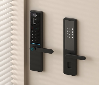 Smart door lock fingerprint lock door handle 3d model