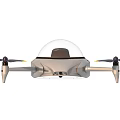 Tactical Weapon Drone With Four Propellers Transparent Dome And Gray Orange Body