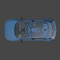 Blue Modern Car With UK License Plate Distinctive Headlights Black Wheels And Sleek Design