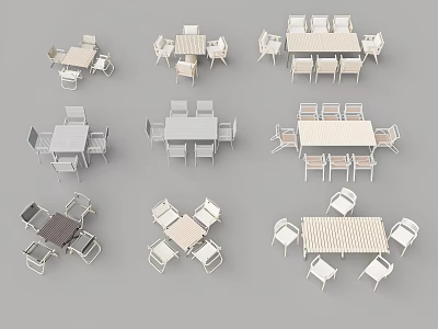 Various Outdoor Chairs with Matching Tables in Different Styles for Garden Use 3d model