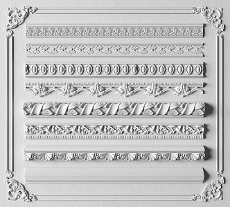 European-style lines carved plaster lines 3d model