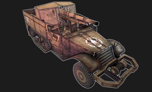 old armored vehicle military vehicle transport vehicle armored vehicle military combat vehicle old vehicle weapons cannon 3d model