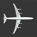 Modern White Aircraft With Green And Blue Stripes Four Engines And Wings Design