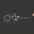 Detailed Helicopter Model Featuring Rotor Blades And Transparent Cockpit Design