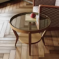 Middle ancient side several round side several solid wood side several 3d model