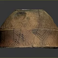 Traditional Terracotta Vessel With Cracked Surface And Intricate Geometric Patterns
