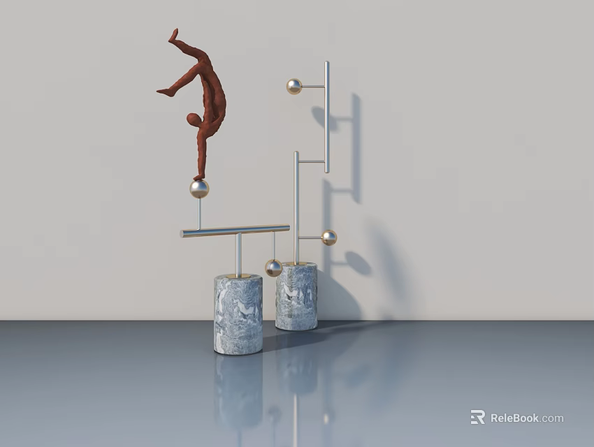 Modern Hinged Door With Glass Panel And Metal Frame For Interior Design 3d model