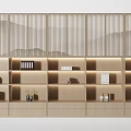 Modern Wooden Decorative Cabinet With Illuminated Shelves And Decorative Items