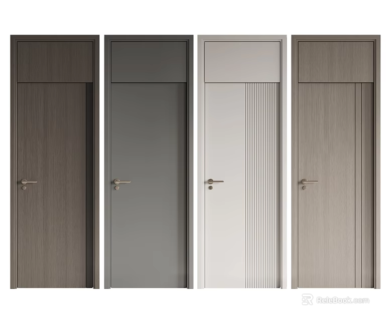 Modern Interior Hinged Doors in Various Colors and Textures for Home Design 3d model