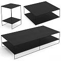 Modern Coffee Tables With Marble And Black Surfaces On Metal Frames 3d model