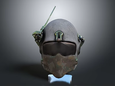 Camouflage Military Tactical Helmet With Goggles Antenna And Protective Design 3d model