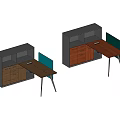 Modern Office Desk Designs With Cabinets Drawers Dark Light And Green Tabletops