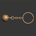Golden Metal Keychain With Spherical Charm And Chain For Daily Use