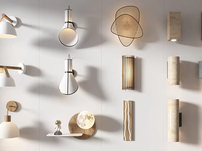 Modern Wall Sconces With Various Stylish Designs Different Shapes And Decorative Home Decor Elements 3d model