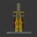 Yellow Oil Pump Jack Model With Concrete Platform Black Yellow Warning Stripes And Red Components
