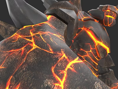 Detailed Rock Surface With Fiery Lava Cracks And Glowing Molten Texture 3d model