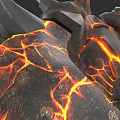 Detailed Rock Surface With Fiery Lava Cracks And Glowing Molten Texture 3d model
